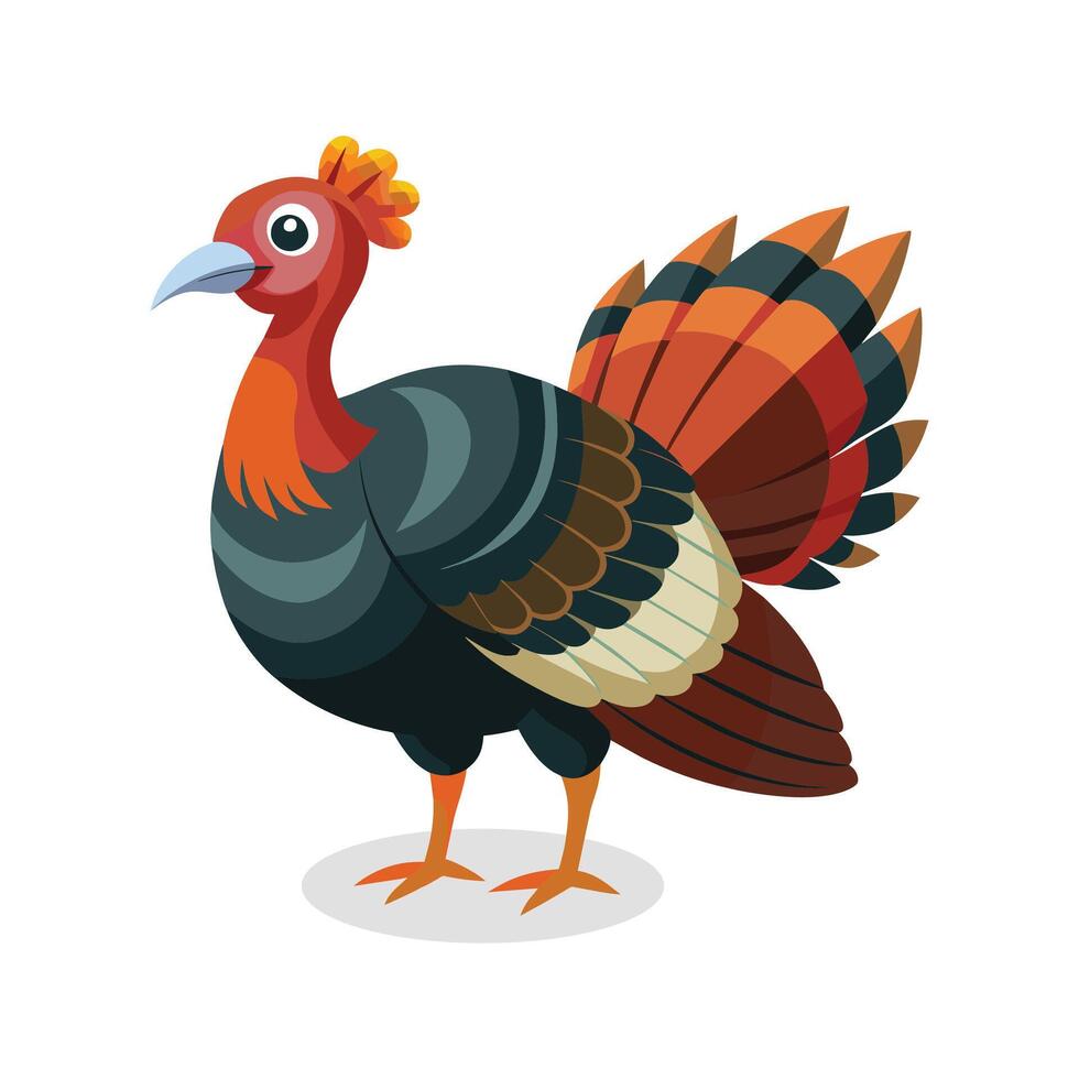 Wild turkey Animal flat vector illustration.