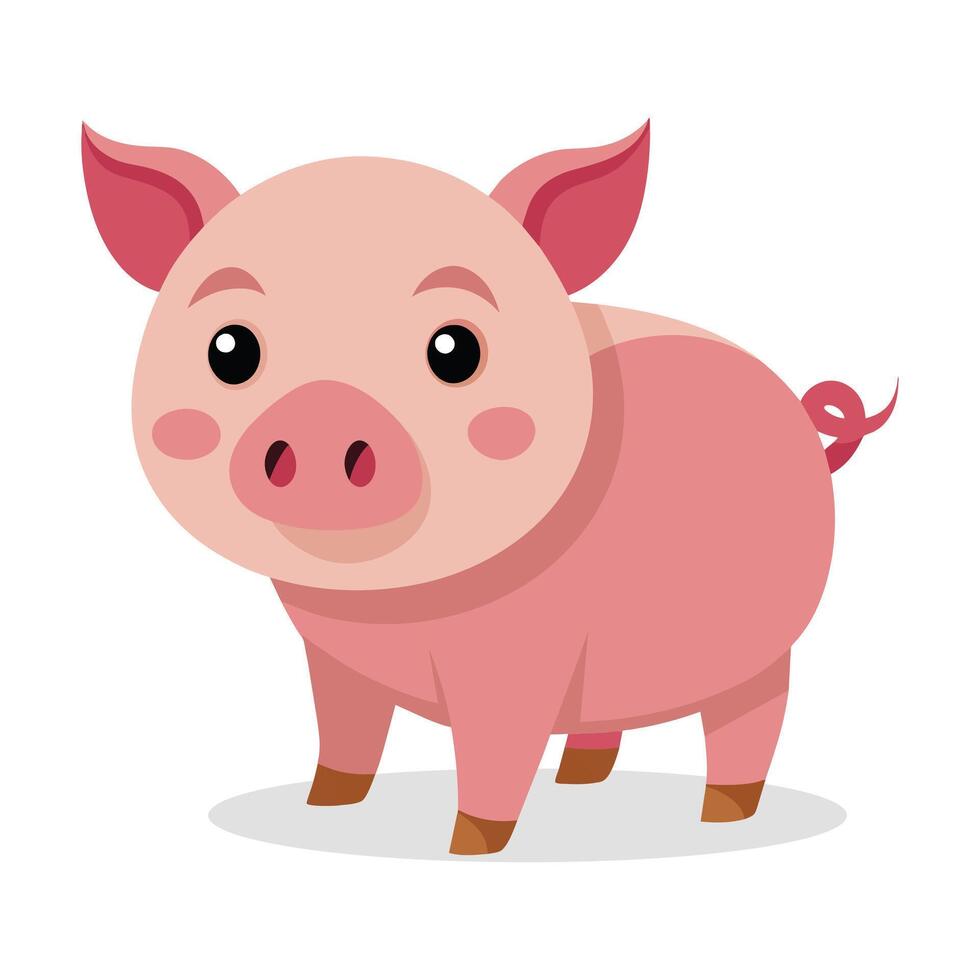 cerdo animal plano vector ilustración.