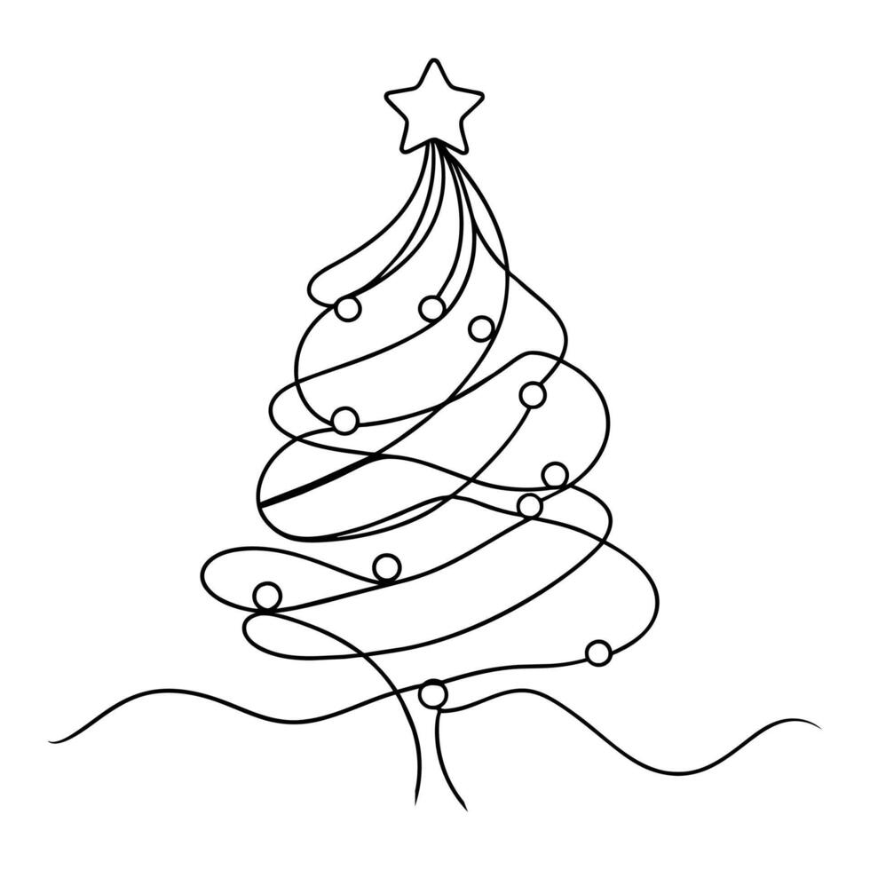Christmas continuous line art illustration. vector
