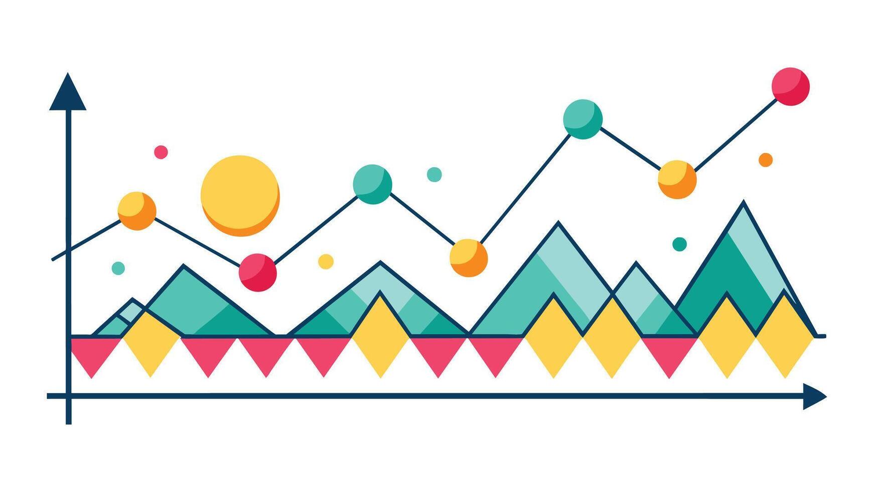 Line graph flat illustration on white background vector