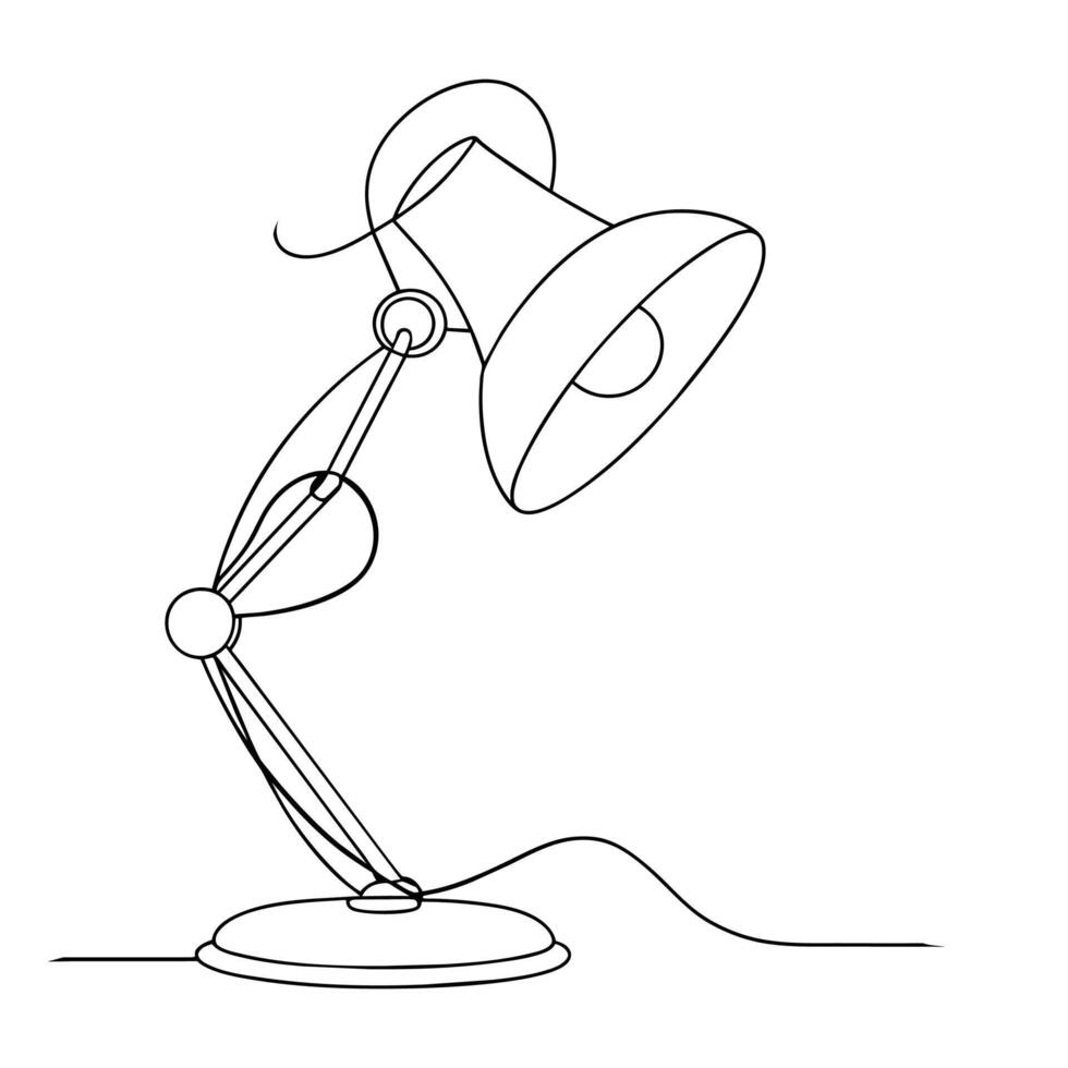 Desk lamp Continuous line art on white background vector