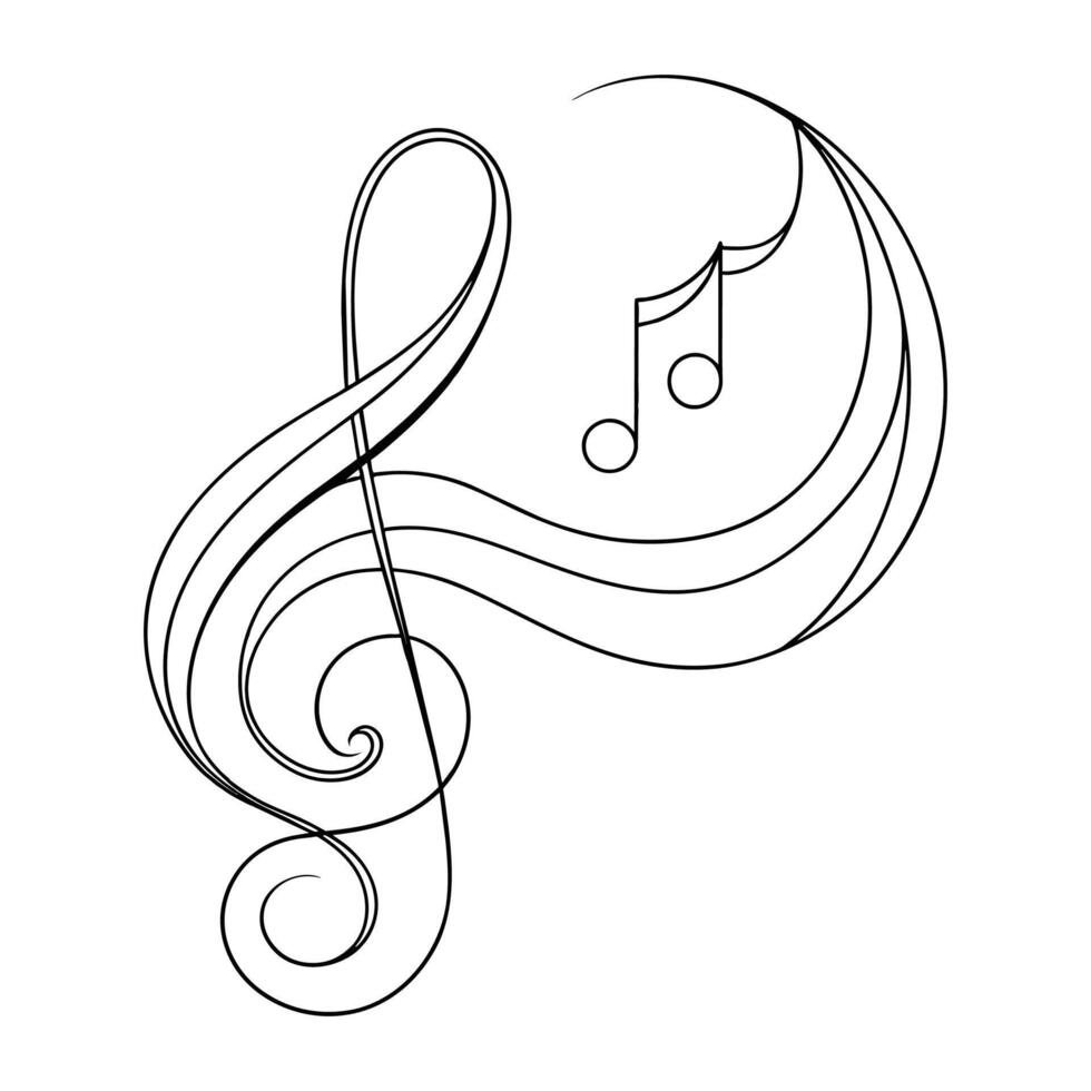 Musical symbols wave continuous line art drawing. vector