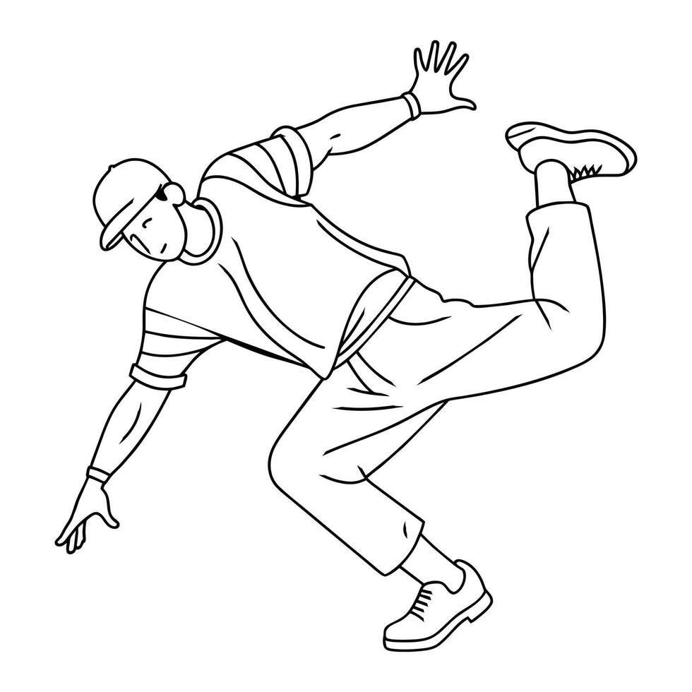 Break dancer Continuous line art Vector illustration