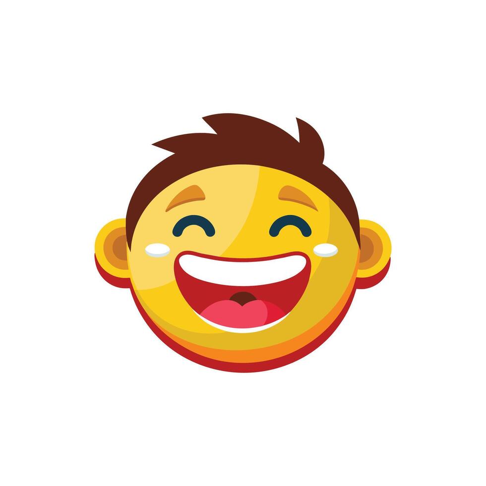 Grinning face emoji flat vector illustration on white background