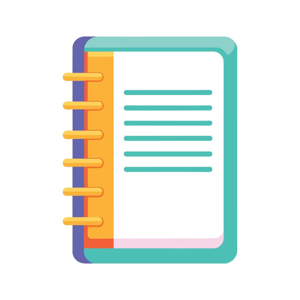 cuaderno plano ilustración en blanco antecedentes. vector