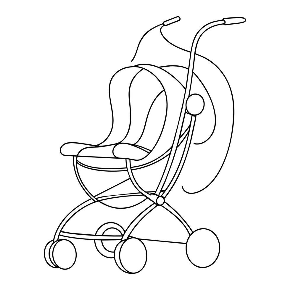 Stroller for walks Continuous line art drawing. vector