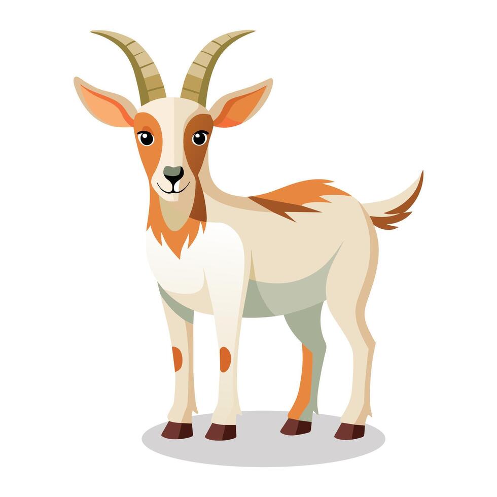 Alpine goat animal flat illustration on white Background vector