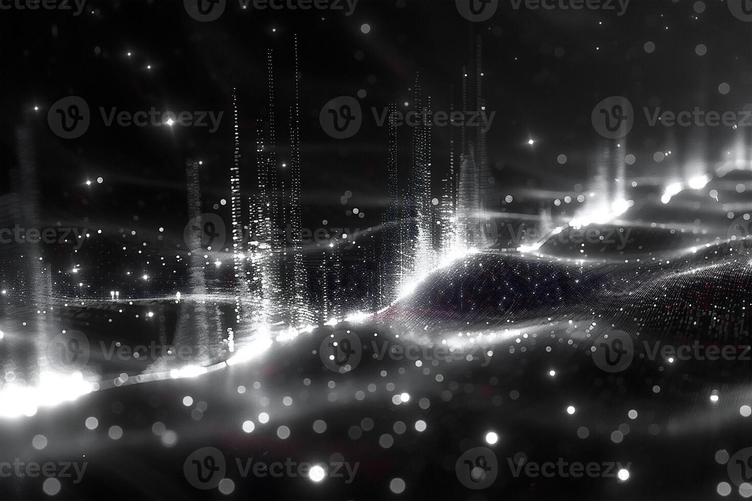 AI generated Lines and geometric shapes pulsing with energy, reminiscent of equalizer bars responding to the amplitude and frequency of sound vibrations photo