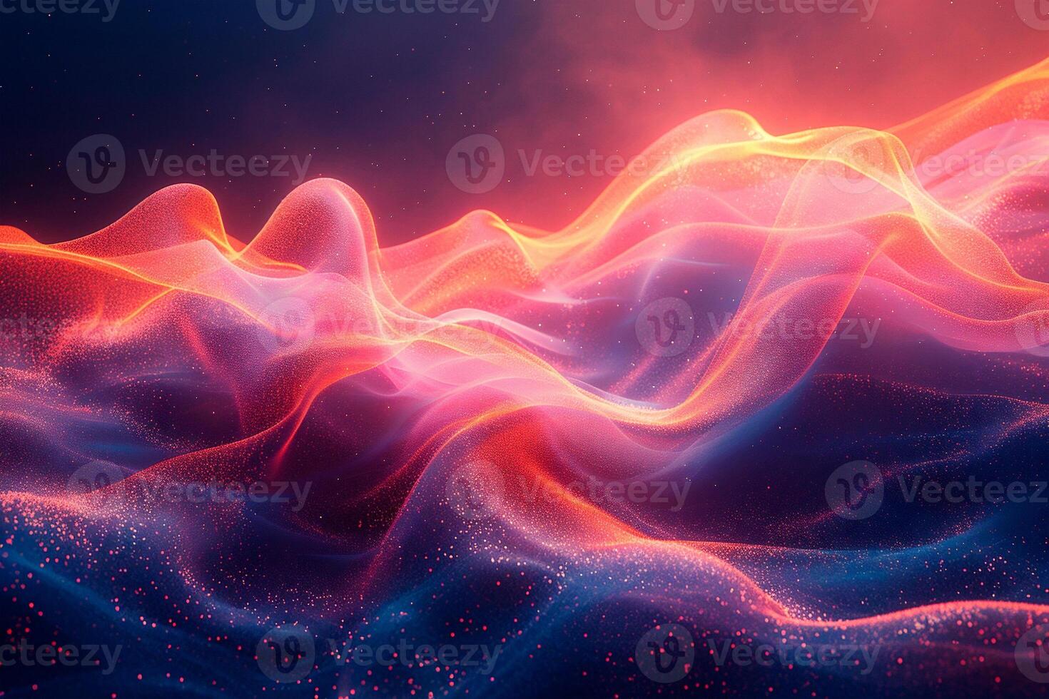 AI generated Abstract shapes pulsing and vibrating in response to invisible sound waves, conveying synesthetic connection between auditory stimuli and visual perception photo