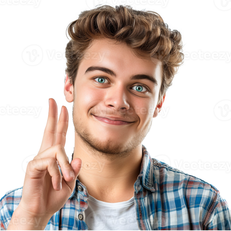 AI generated Portrait of a cheerful young man showing okay gesture png