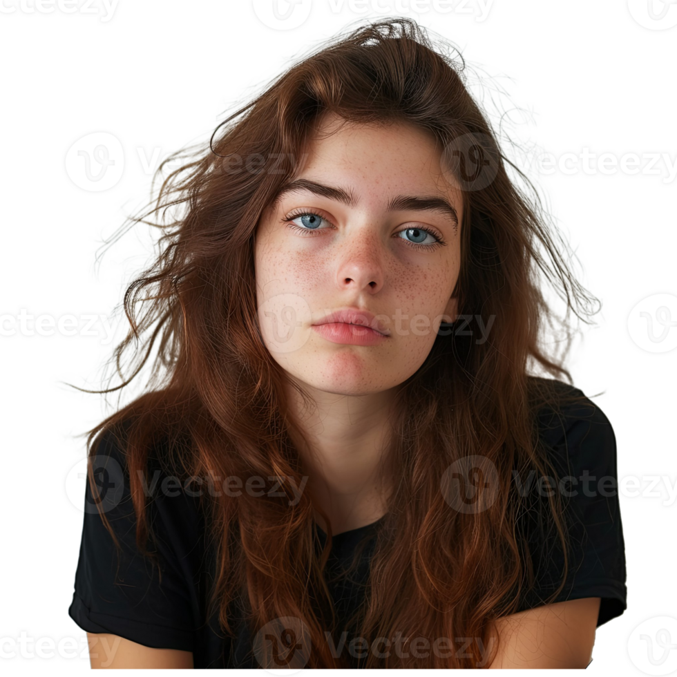 AI generated Young caucasian woman with bored expression png