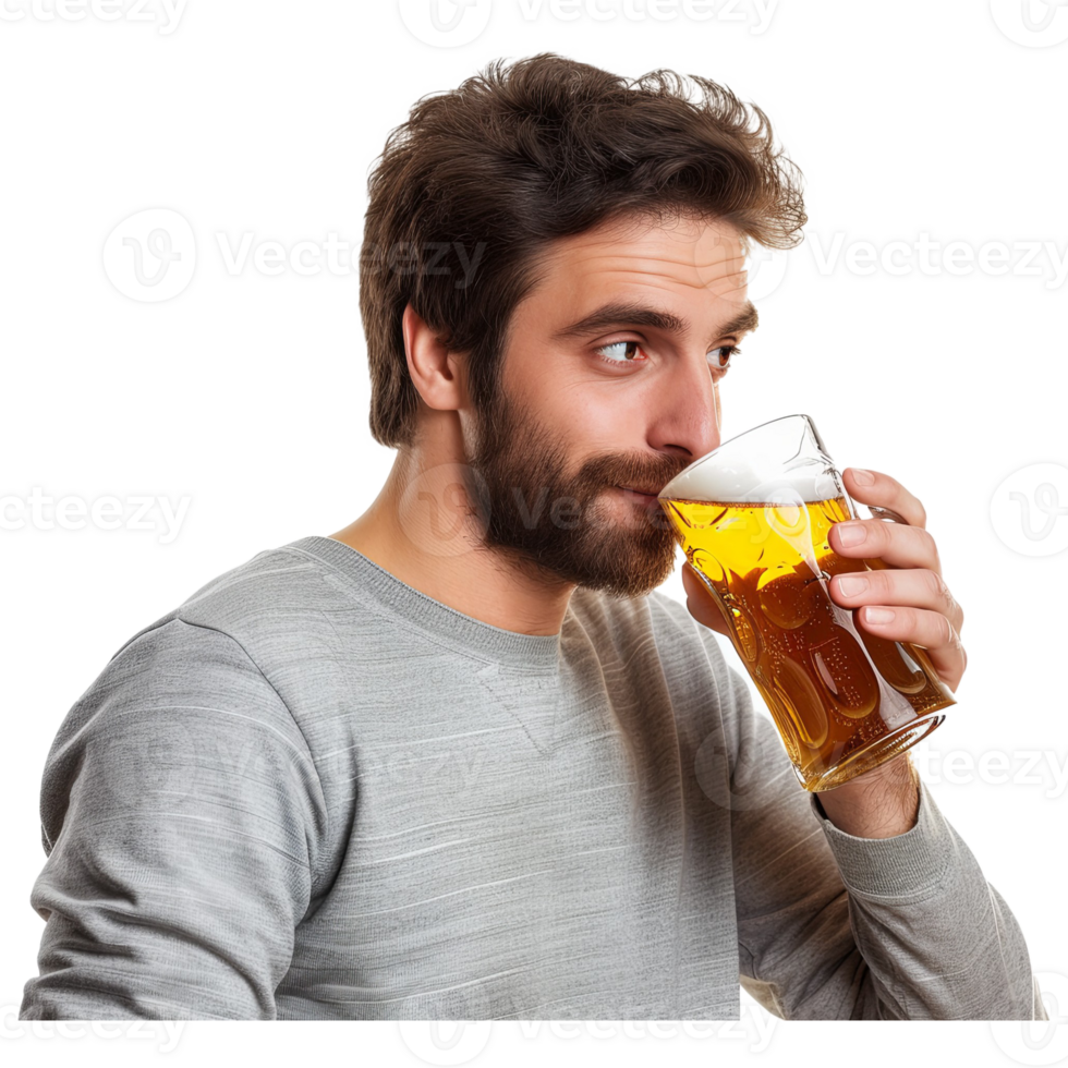 AI generated Man drinks beer, alcohol png