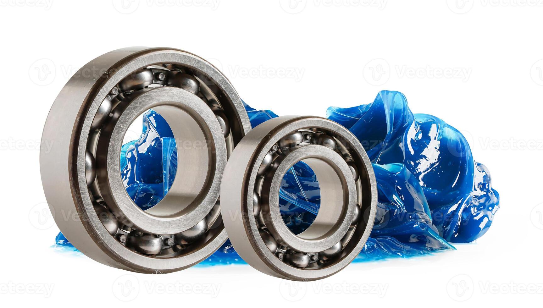 Grease and ball bearing, Blue premium quality synthetic lithium complex grease, high temperatures and machinery lubrication for automotive and industrial. photo