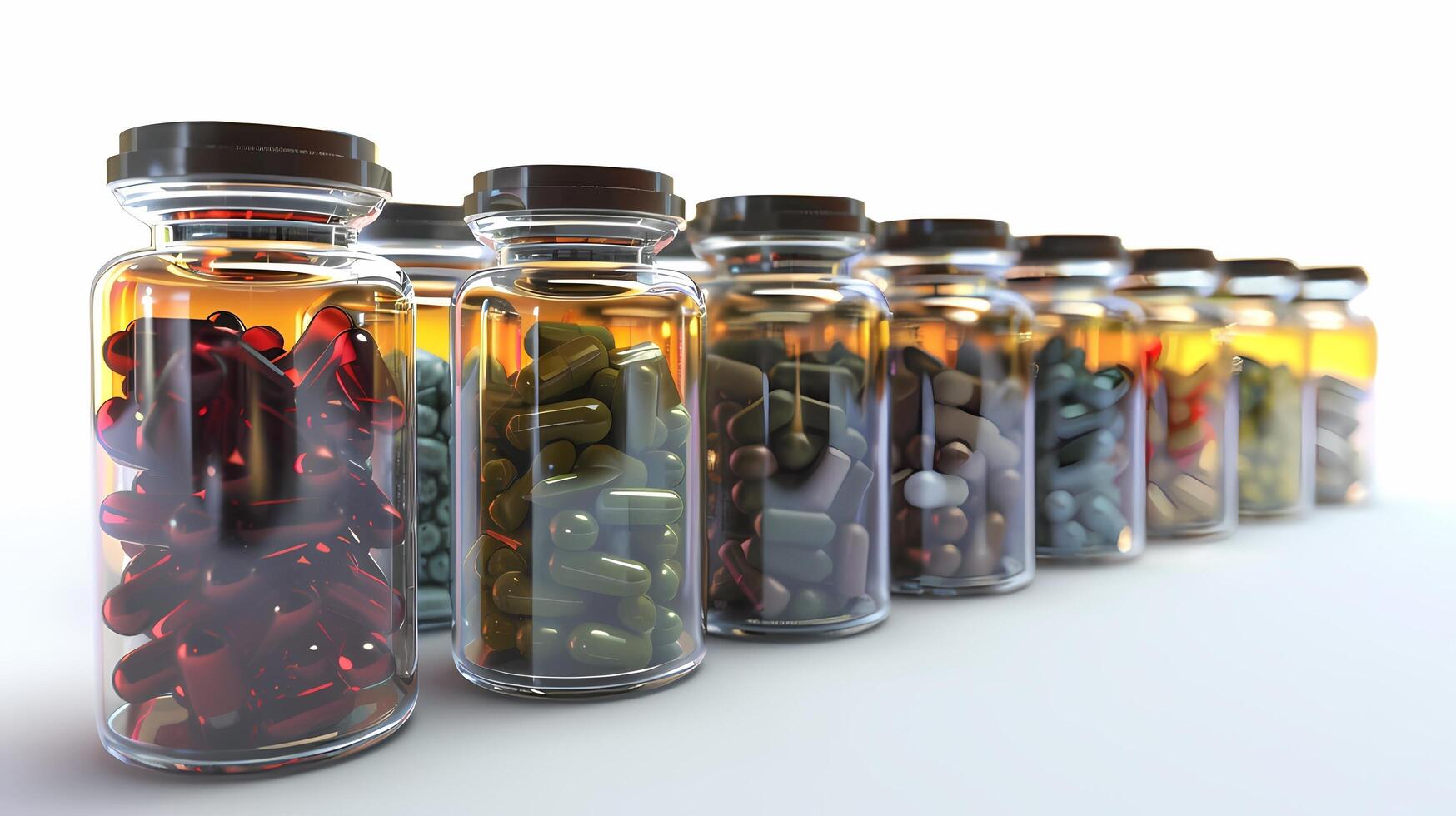 AI generated Several medicine bottles photo