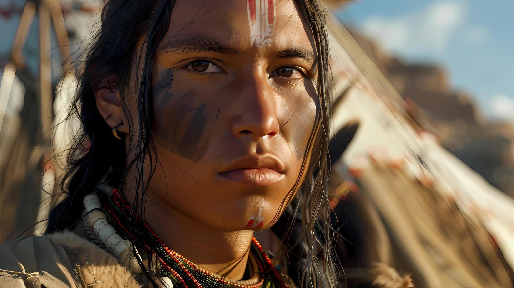 AI generated Native American refers to the indigenous tribes in America. photo