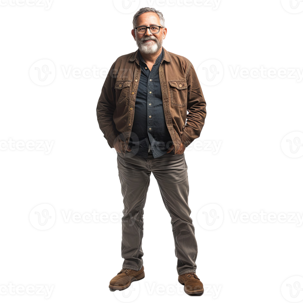 AI generated Portrait of a happy mature man, full length png