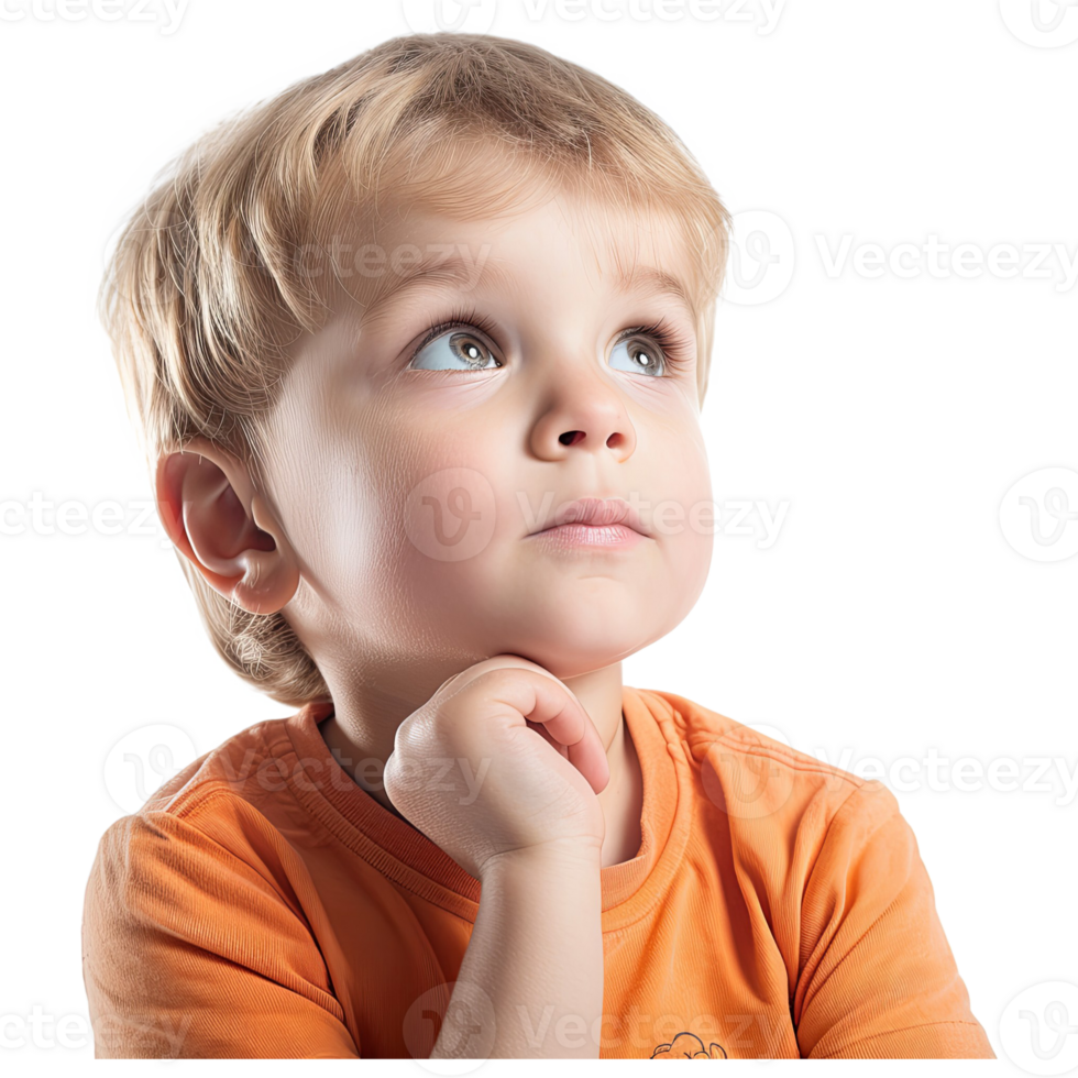 AI generated A picture of a little boy thinking png