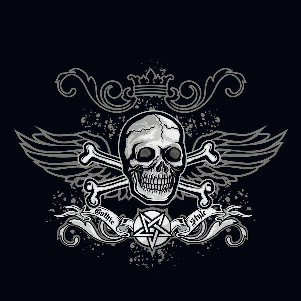 skull with wings vector