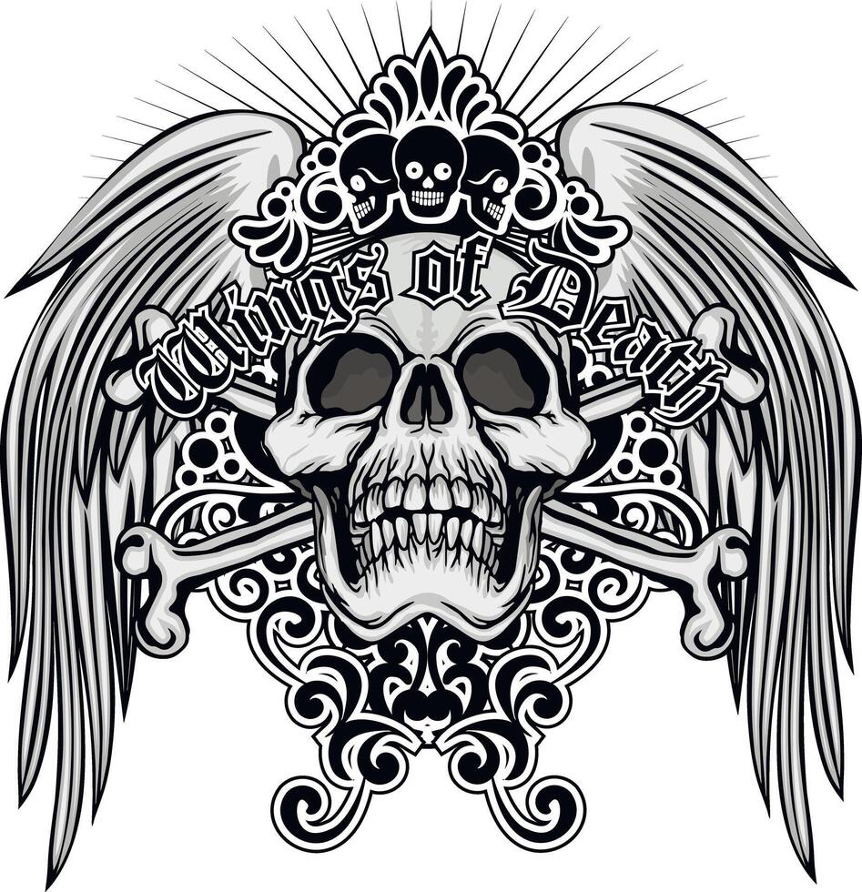 skull with wings vector