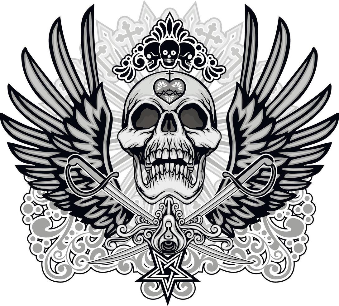 skull with wings vector
