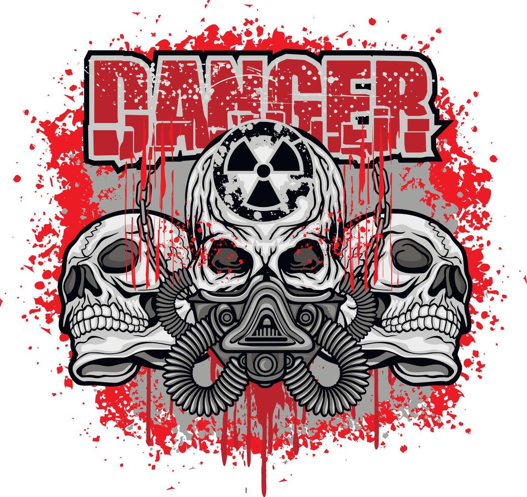 post-apocalypse sign with skull and gas mask vector