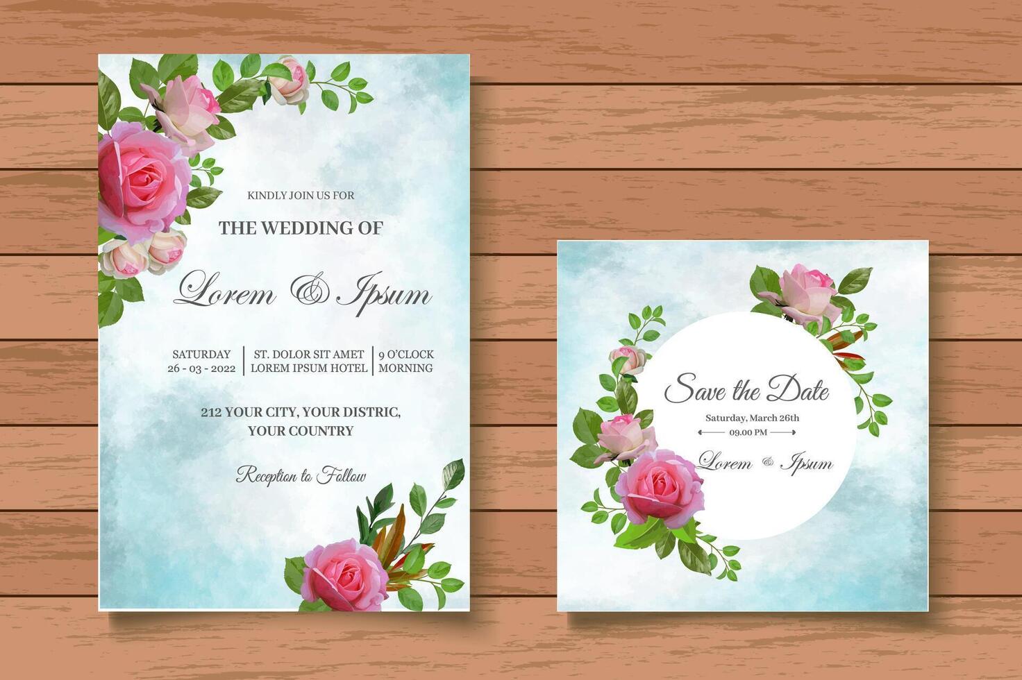 hermosa plantilla de tarjeta de invitación de boda floral vector