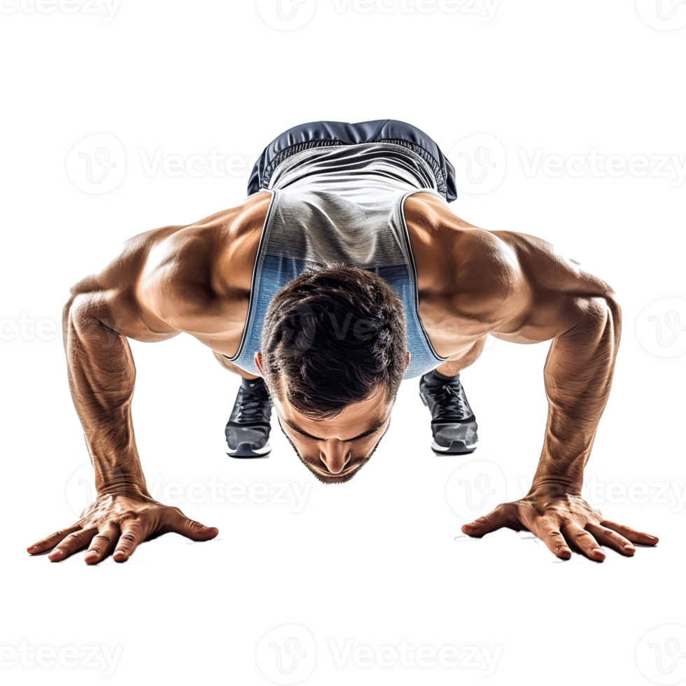 AI generated Sports man doing push ups png