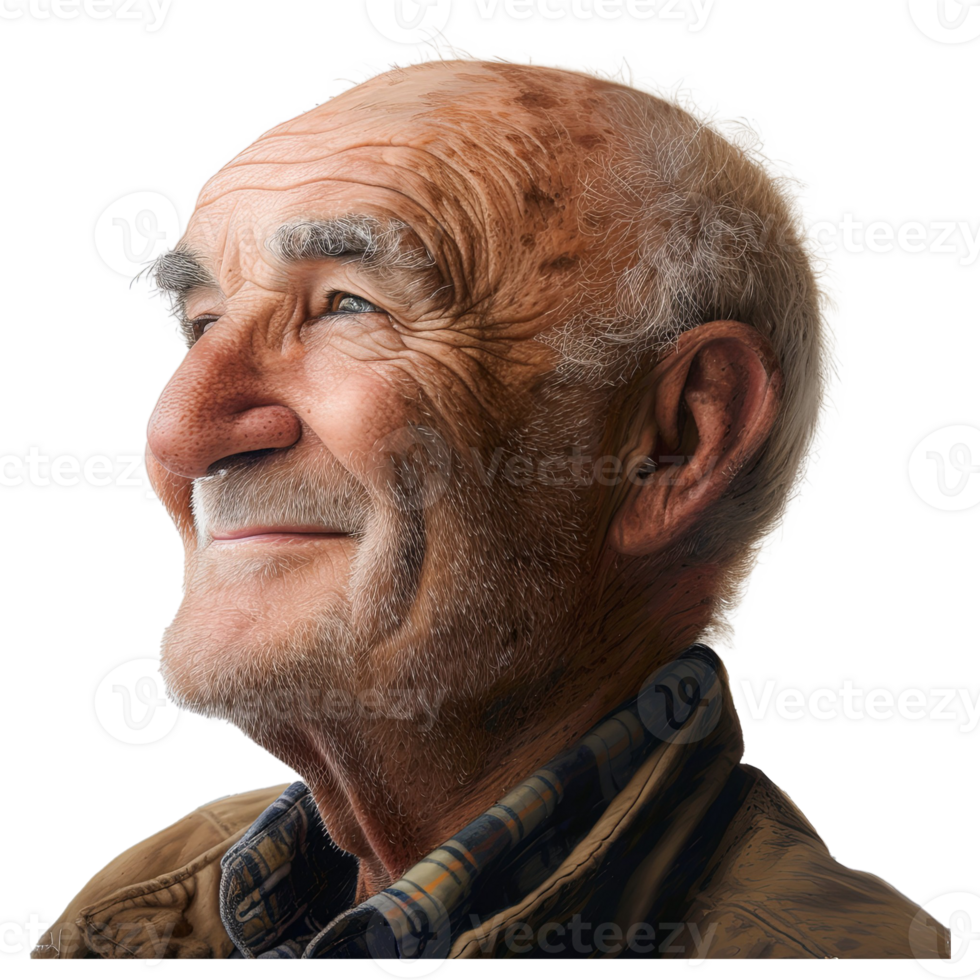 AI generated Close up portrait of happy older man looking away and smiling png
