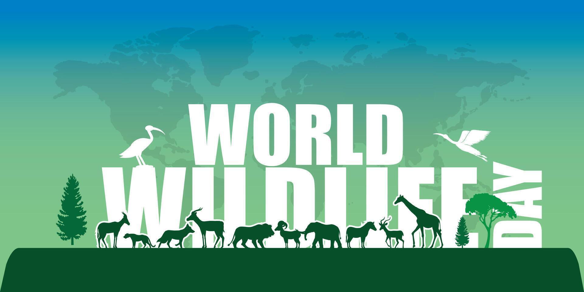 World Wildlife Day is about forest animals, and World Wildlife Day is about forest animals and the life cycle of forest animals. World Wildlife by Animals on Earth, Wildlife Concepts vector