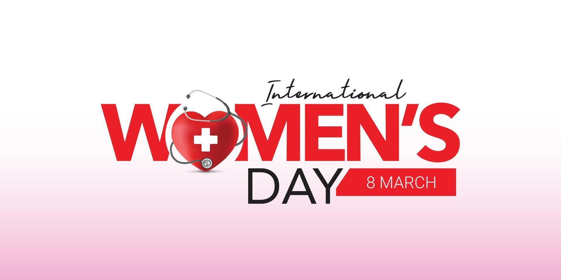 Women's day creative theme concept design for female doctor, nurse and female medical staff, happy women's day doctor and medical health poster banner social media web template, Heart love women's vector