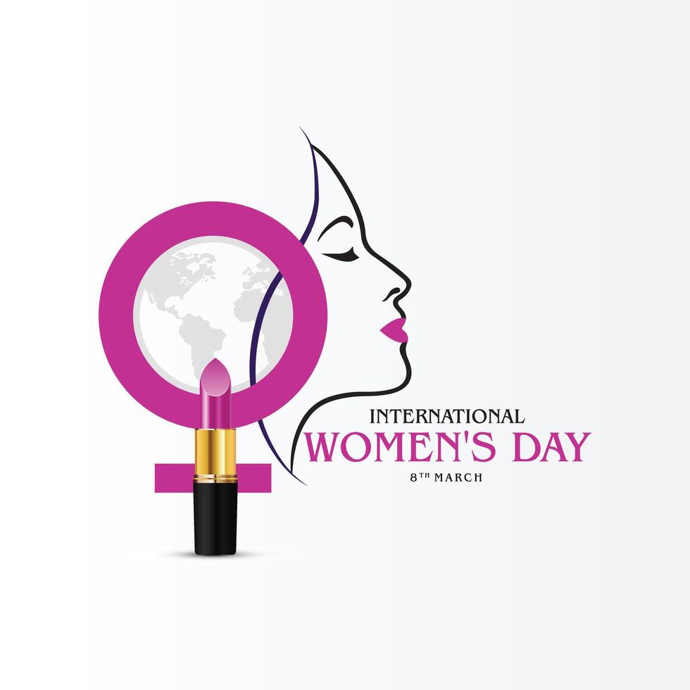Women's Day cosmetics and beauty creative concept, promotional display creative with stylish pink 8 March symbol concept. Beauty silhouette for banner design for spa, fashion, hairdressing vector