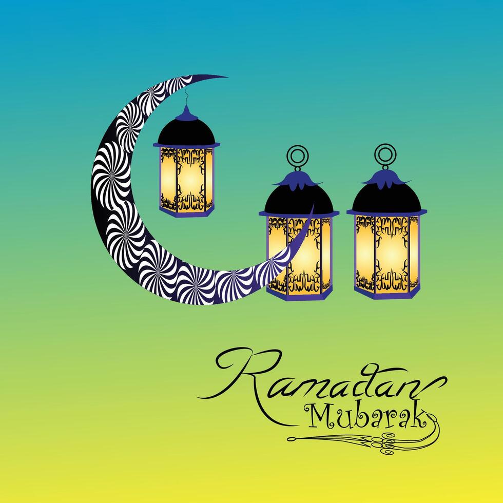 Ramadan Mubarak greeting colorful vector