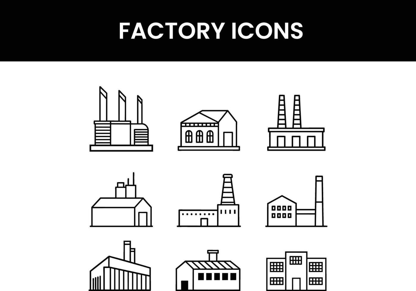 factory icons set vector