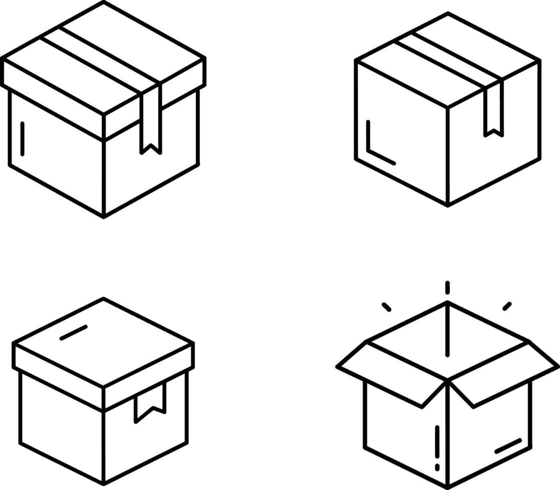 four boxes with different shapes vector