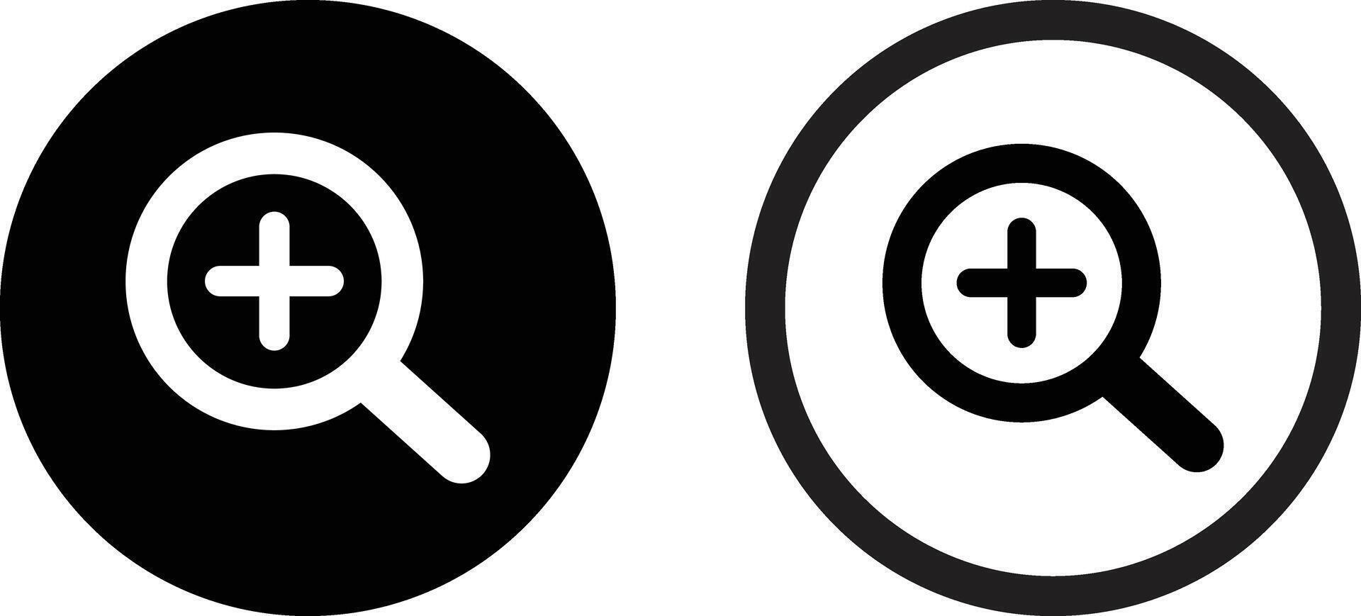 Zoom in icon set in two styles isolated on white background . Zoom icon vector . Magnifier zoom icon
