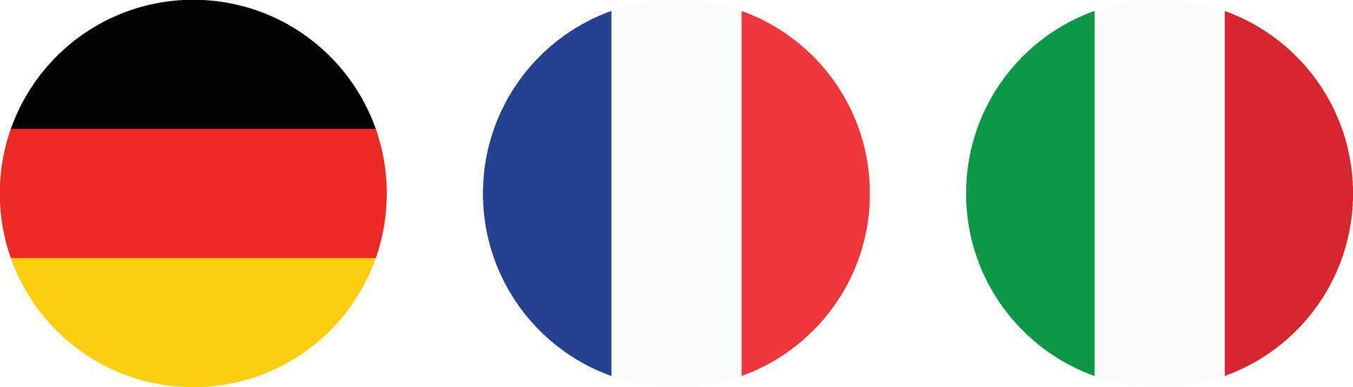 Alemania , Francia y Italia redondo bandera . Europa nacional bandera circulo icono conjunto vector