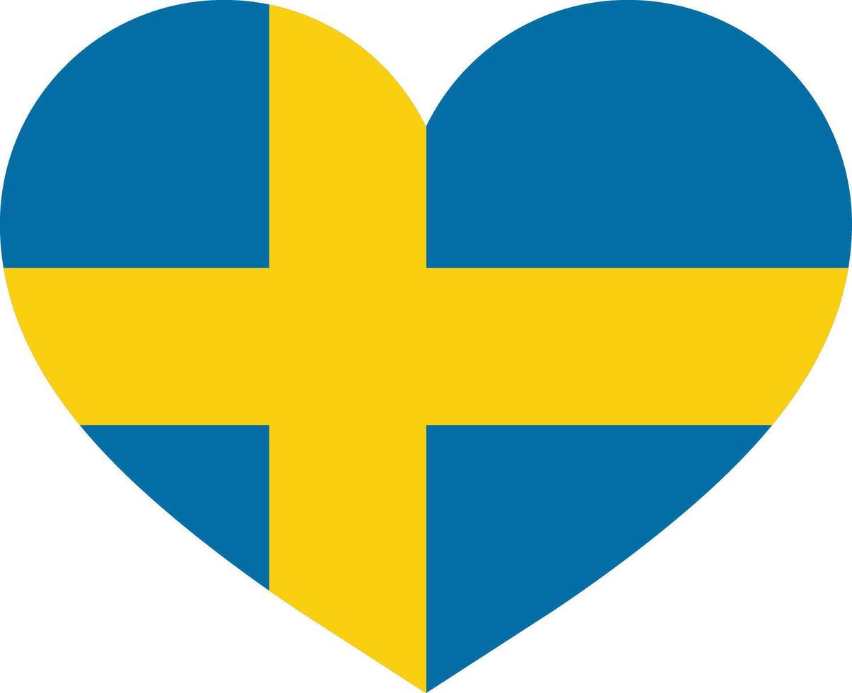 Sweden heart symbol . Sweden heart flag vector . Swedish heart symbol