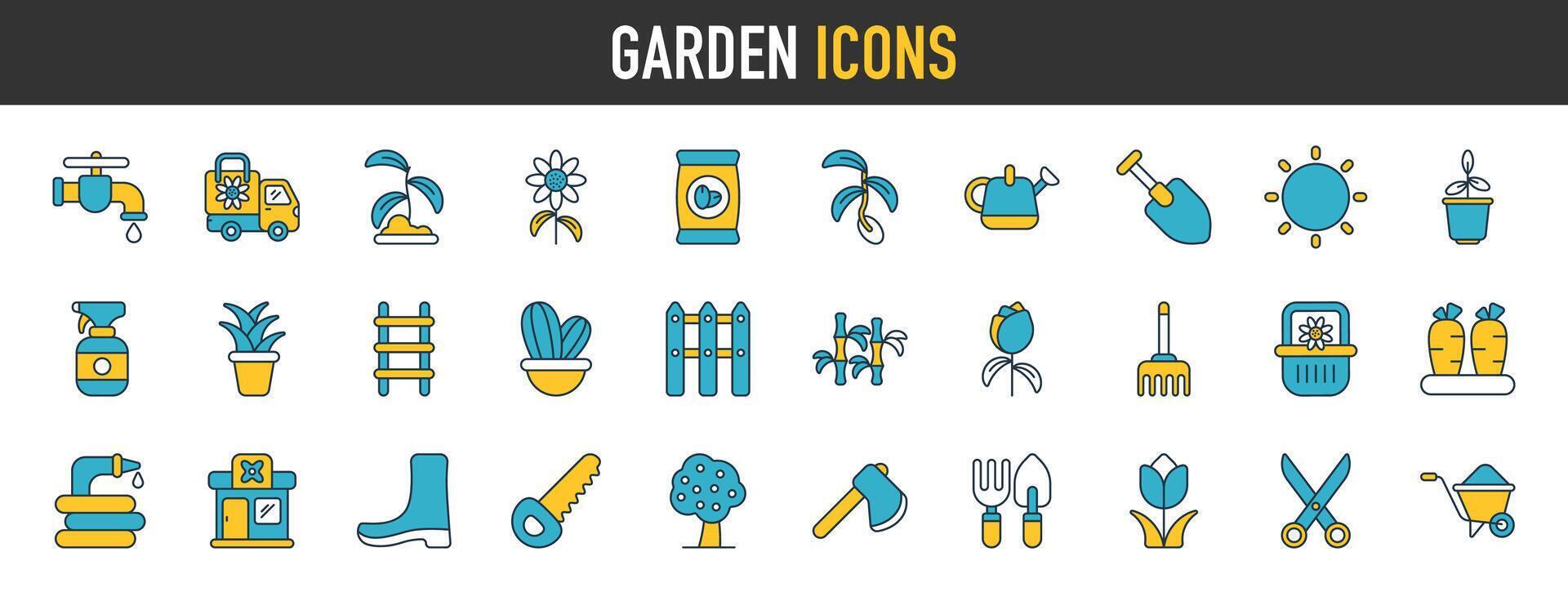 Simple set of garden and gardening related vector Icon. Contains Icons as farm, plant, agriculture and gardener vector illustration.