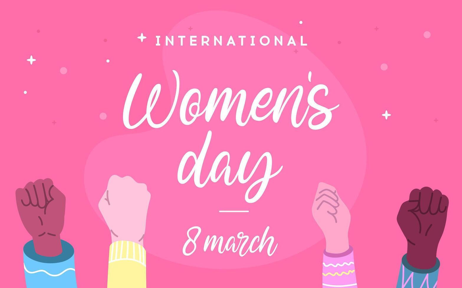 womens day banner with rised up hands vector