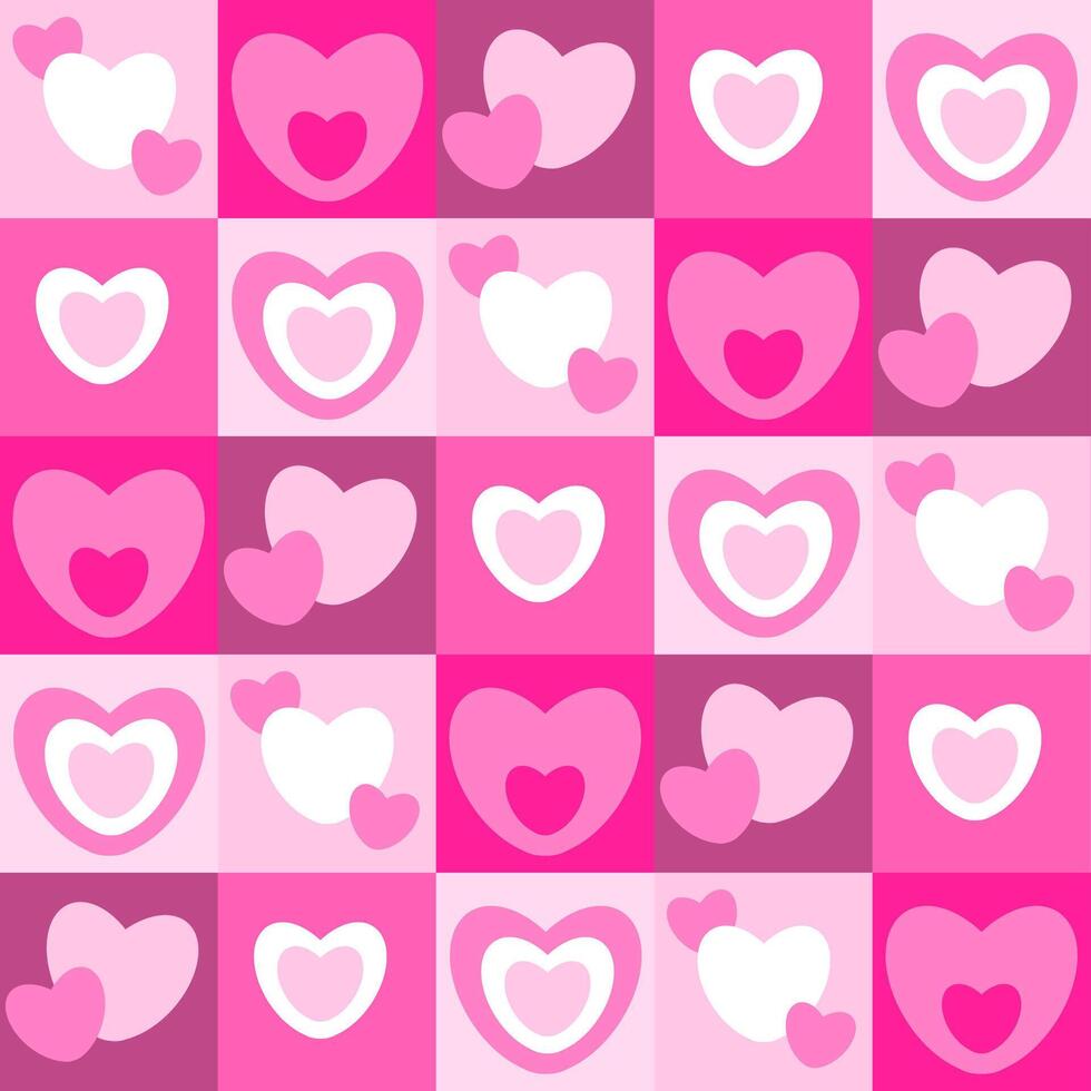Valentines day seamless pattern with hearts y2k style vector