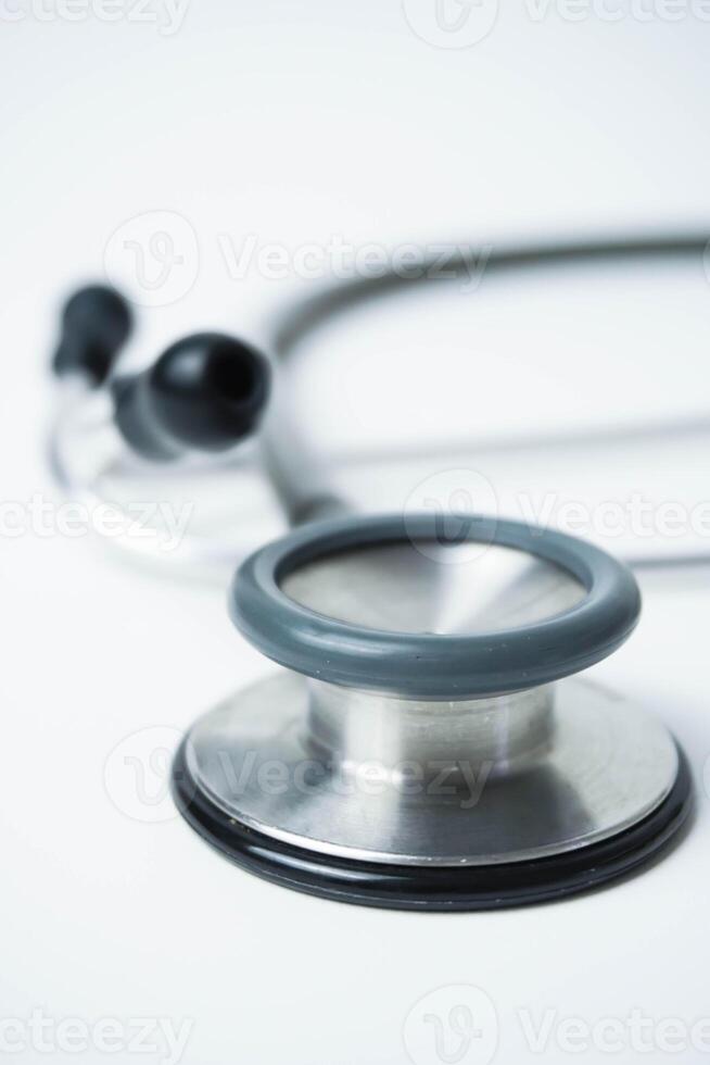 closeup Stethoscope isolated on white background. Medical tool. Health care concept photo