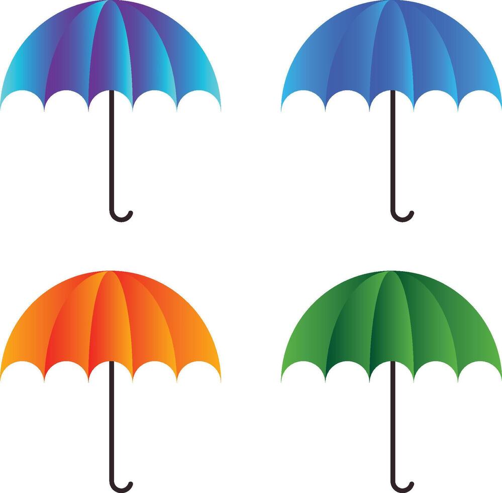 Realistic umbrella icon set with umbrellas canes vector