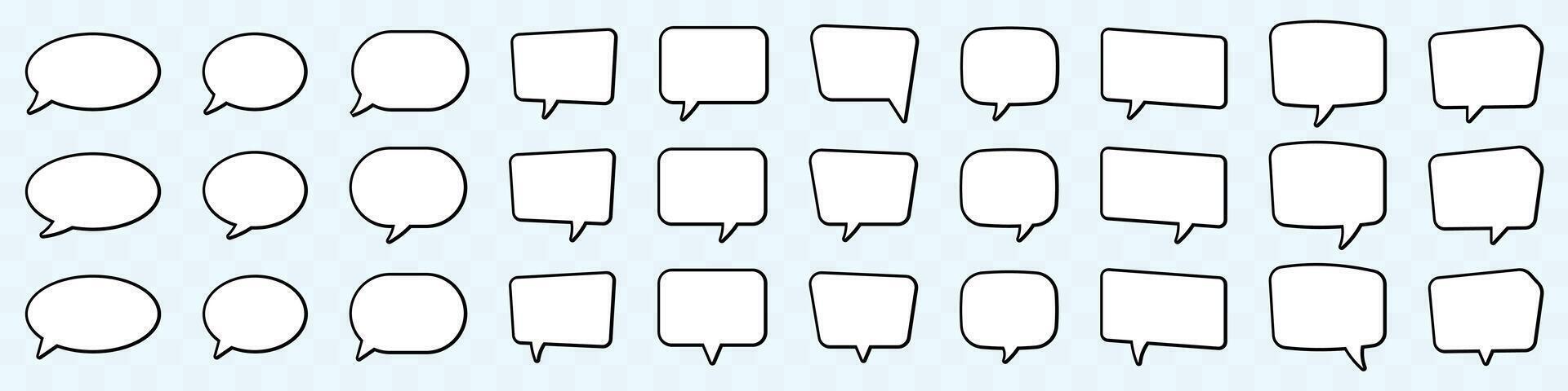 Set of speech bubbles. Speak bubble text, cartoon chatting box, message box. Blank empty white speech bubbles. vector