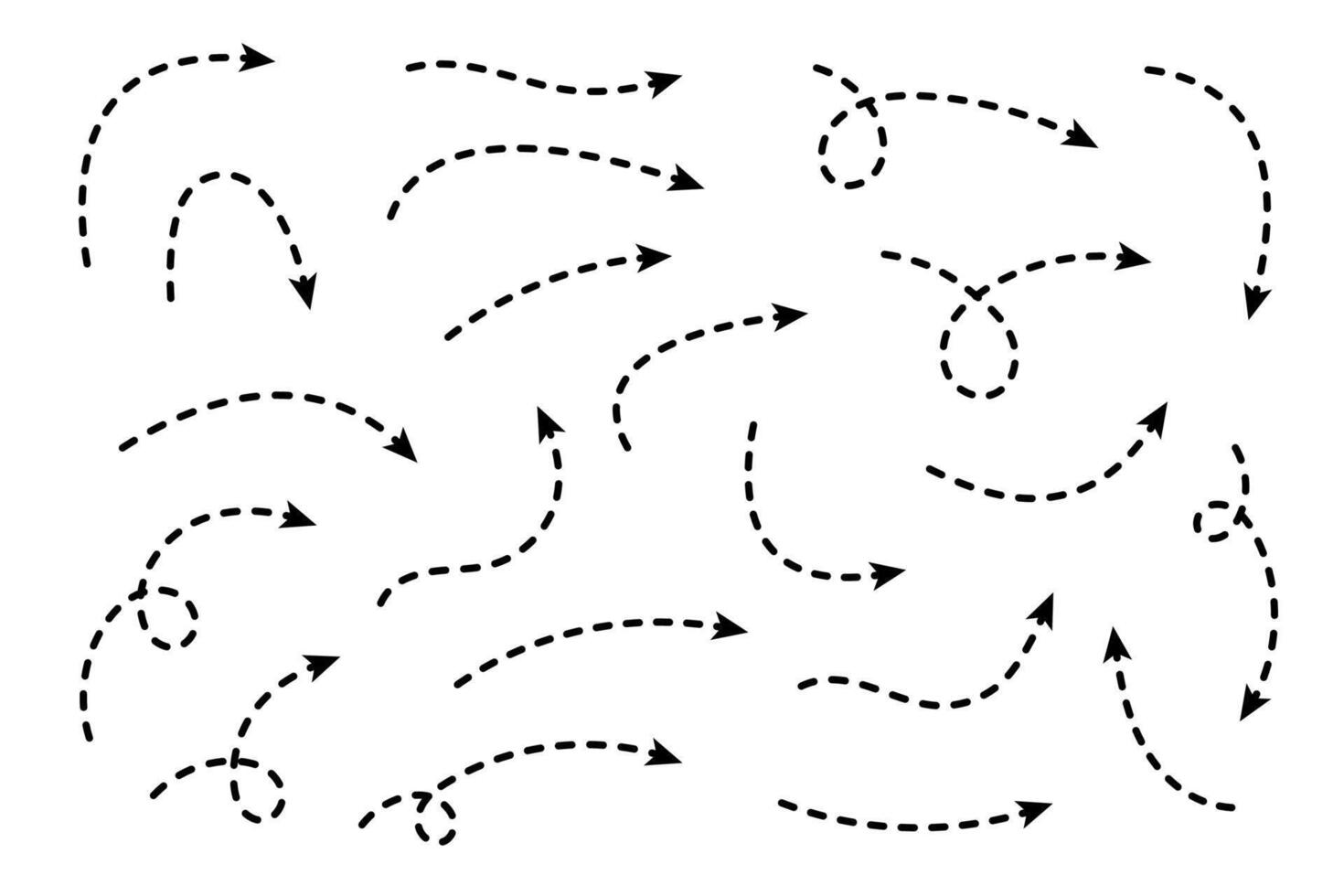 Curved dotted arrow. Zigzag arrow stripes design with dotted lines. vector
