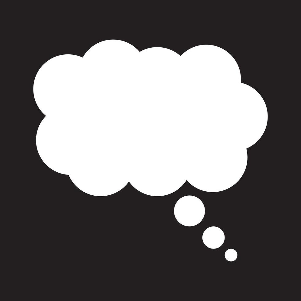 Thought bubble on the black background. Cartoon speech or think bubble. vector