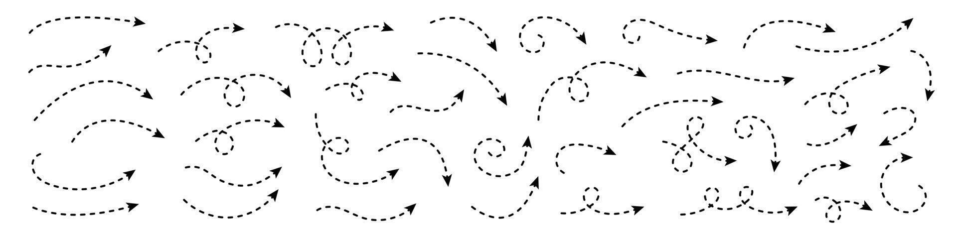 curvo punteado flecha. zigzag flecha rayas diseño con punteado líneas. vector