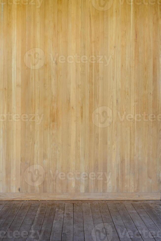 Empty room - Wooden platform and wooden wall, Template for product display photo