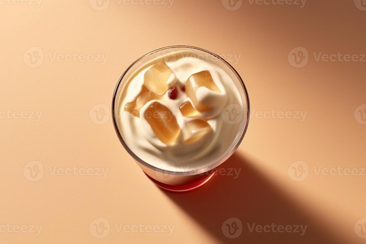 ai generado café en taza. hielo latté, caramelo, café, y tónico foto