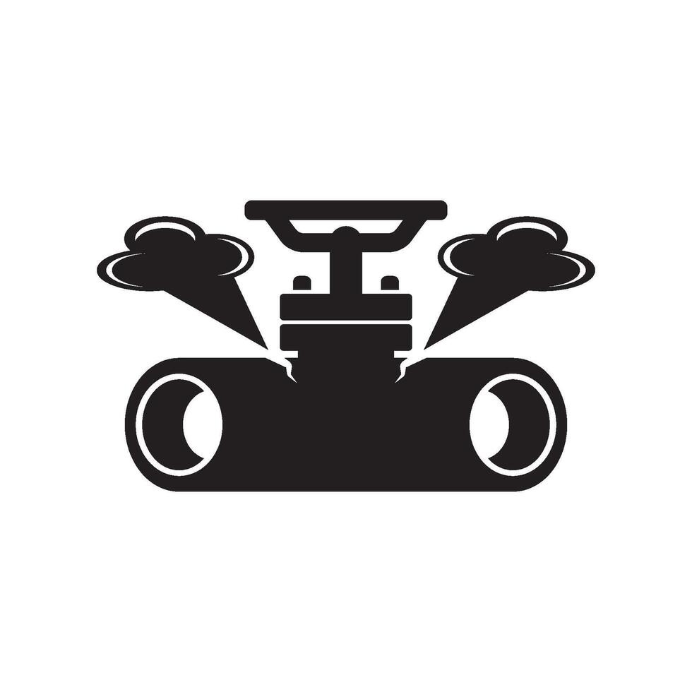 Broken Pipe Icon, Leakage In Pipe Vector Art Illustration