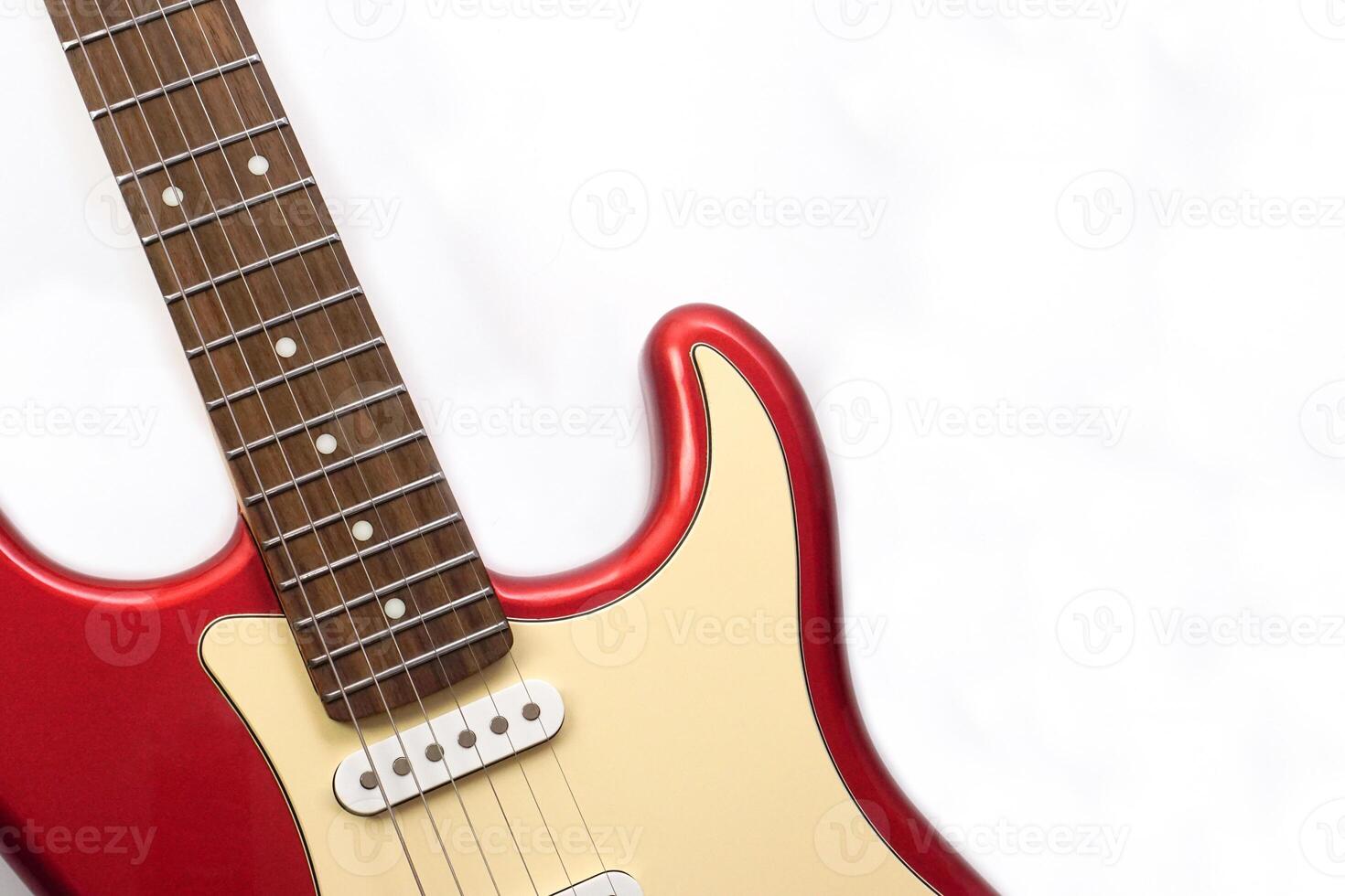 Electric guitar body isolated on white background. Entertainment and music concept. photo